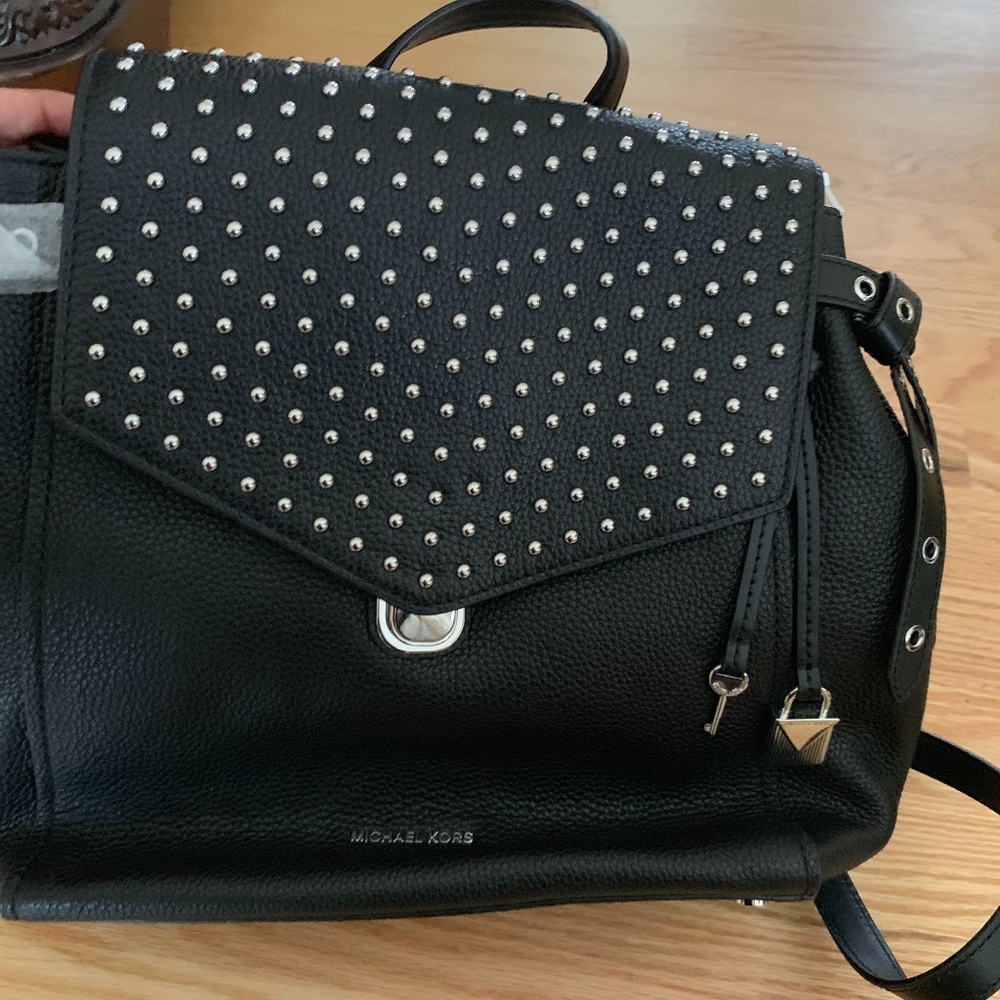 Black Michael Kors Studded Backpack